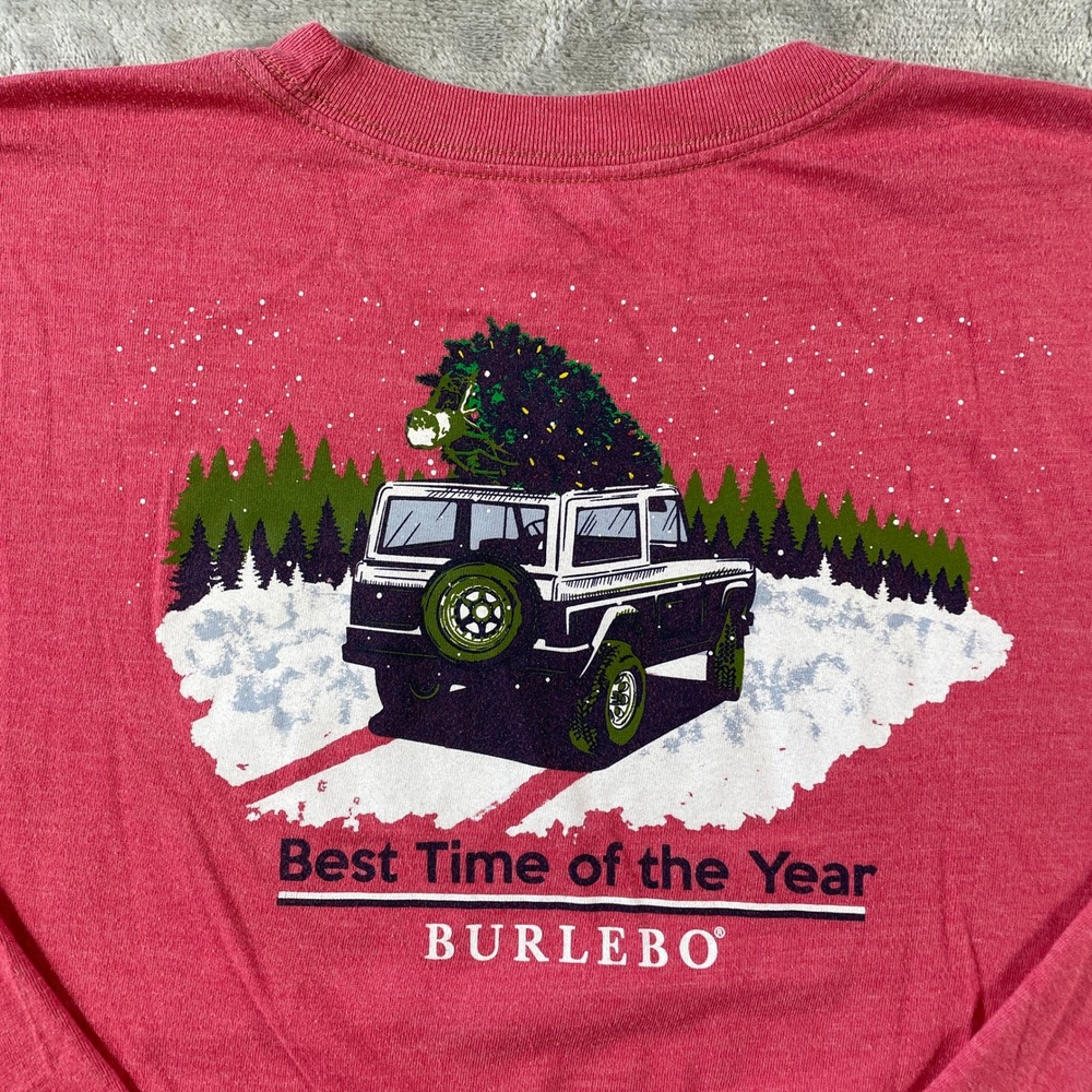 Burlebo Shirt Mens XL Heather Red Christmas Holiday Bronco Long Sleeve Pocket